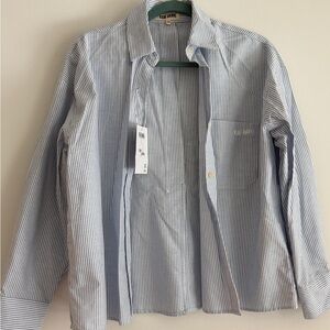 Djerf Avenue breezy Light Blue Striped Button Down Shirt XXS NWT